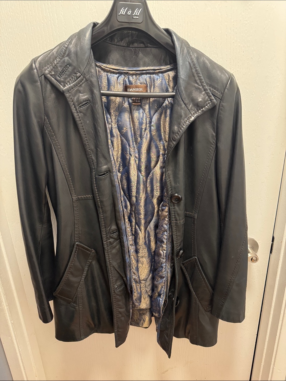 Danier Leather Blue Paisley Thermal Lined Vintage Jacket Men’s Medium